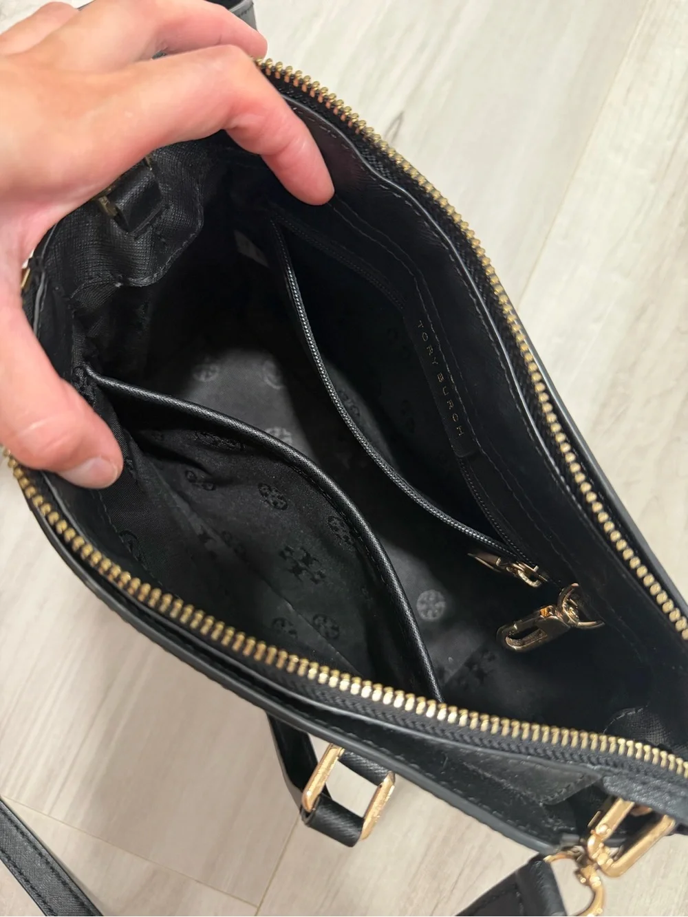 Tory Burch Black Leather Mini Double-Zip Crossbody
